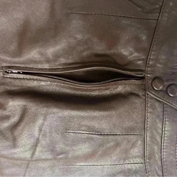 Vintage 70s Brown Leather Pencil Skirt EU 36 XXS - Picture 11 of 14